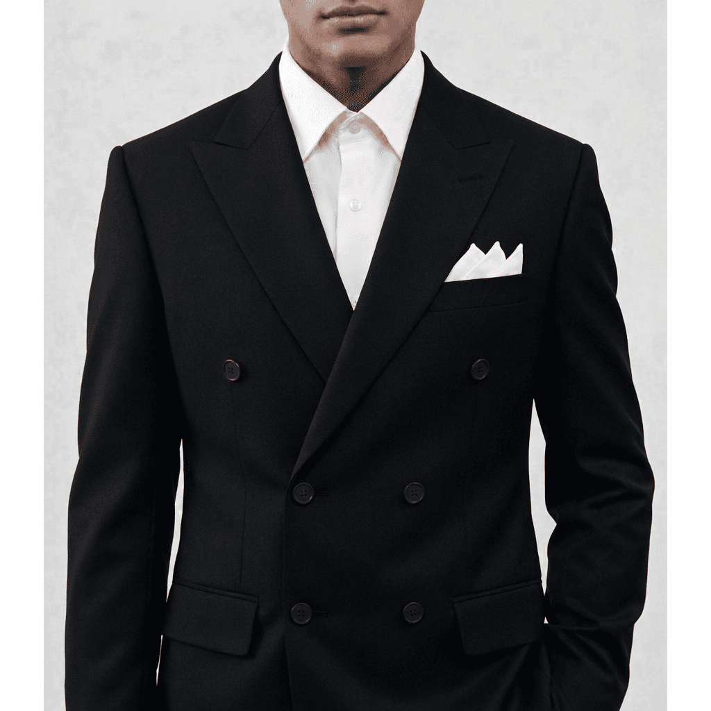 AI fabric variant of image #566 using fabric “Classic Black All Season Wool” (fabric id 107).